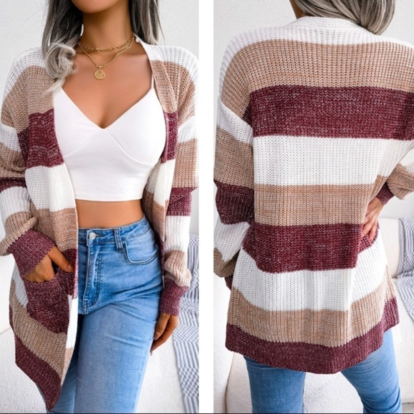 Warm Whisper Cozy Striped Cardigan - Picture 2 of 8